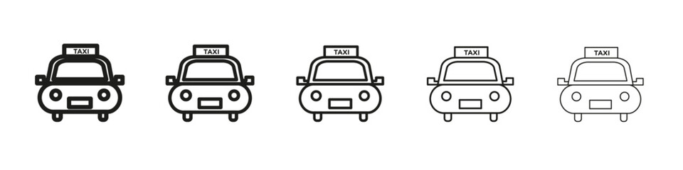Taxi icon vector outline set illustration sign