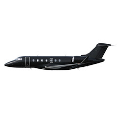 Obraz premium A sleek black private jet isolated on transparent background