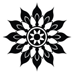 Symmetrical black and white mandala design