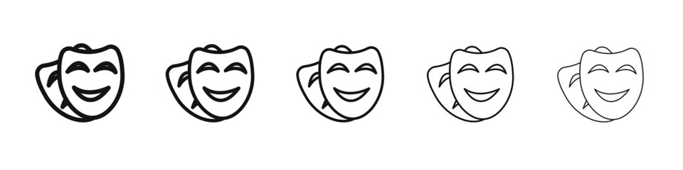 Theatrical mask icon vector outline set illustration sign