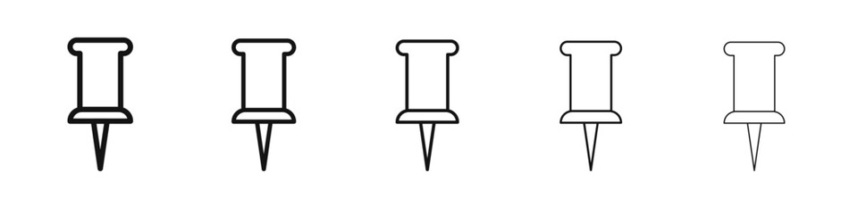 Thumbtack icon vector outline set illustration sign