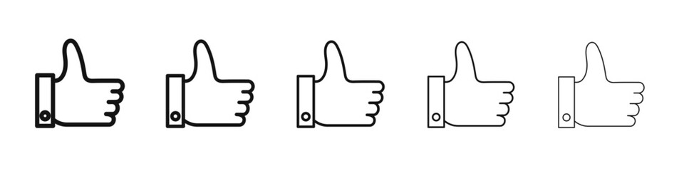 Thumbs Up icon vector outline set illustration sign