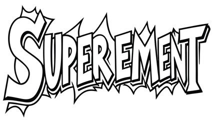 Fototapeta premium Illustration of the word superement with a comic book style outline and jagged edges design element