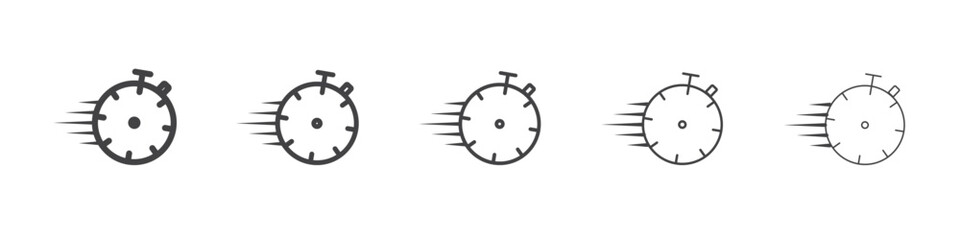 Time fast icon vector outline set illustration sign
