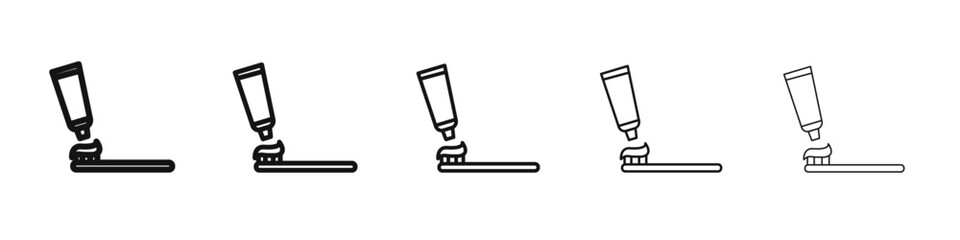 tooth brush icon vector outline set illustration sign