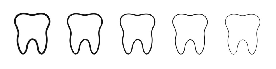 Tooth icon vector outline set illustration sign