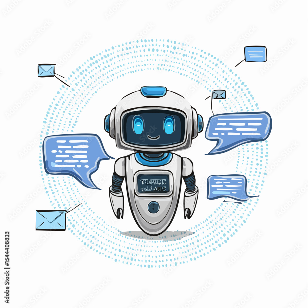 Poster isometric 3d design of ai chatbot assistant modern, sleek robot providing efficient communication so