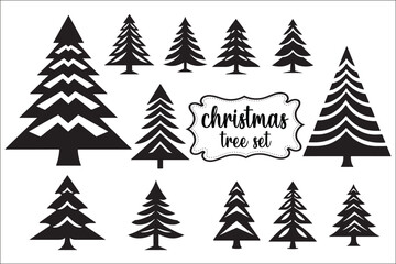 Obraz premium Christmas Tree SVG Silhouette Bundle | Hand-Drawn Pine Tree Clipart for Winter Crafts & Holiday Decor
