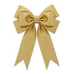 Gold christmas bow isolated on transparent background for holiday decoration