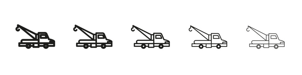 tow truck icon vector outline set illustration sign