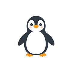 Fototapeta premium Cute animated penguin character with large eyes and fluffy feathers in a playful pose 