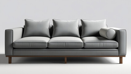 Fototapeta premium A luxurious leather sofa, a comfortable and stylish piece of furniture, is isolated on a clean white background, perfect for interior design
