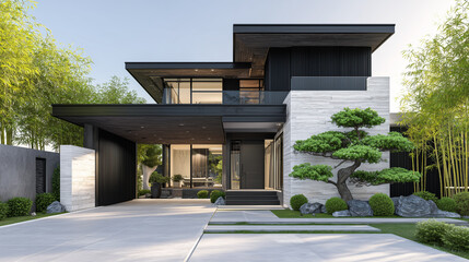 Luxury house exterior with black 