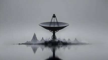 Satellite Dish, Receiving, Desert, Fog, Reflection, Science, Communication, Technology, Research, Futuristic