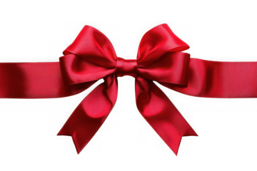 Elegant crimson red ribbon bow decoration gift wrapping present festive celebration isolated on transparent background