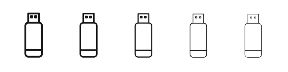 USB pendrive icon vector outline set illustration sign