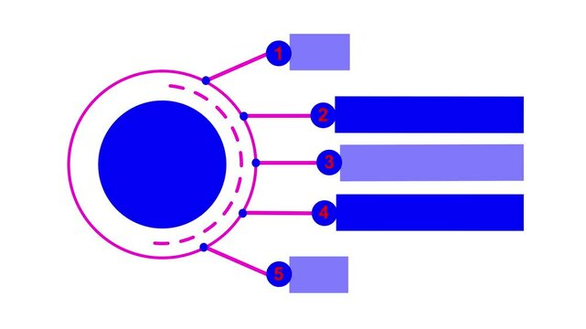 Animated 5 steps circle infographic template for process diagram, minimal icons, and bold text areas, making it perfect for explaining workflows or business strategies
