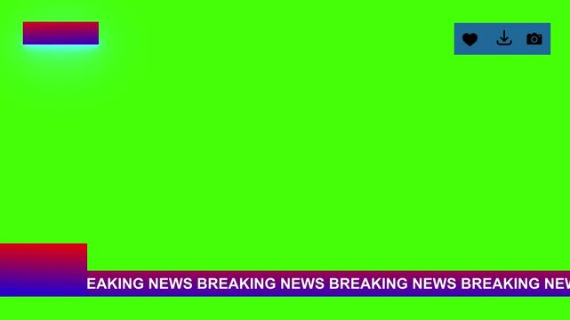 Breaking news, lower third, banner layout design template for main broadcast news headlines, video and media channels, breaking news tv banner on green screen background.4k video