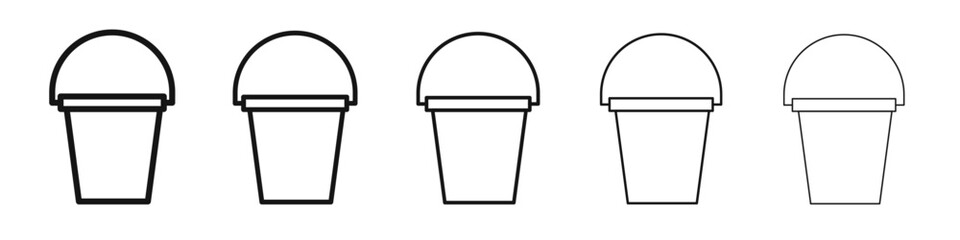Water bucket icon vector outline set illustration sign