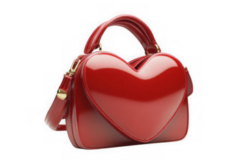 Red heart shaped purse handbag valentines day love fashionable accessory luxury style isolated on transparent background
