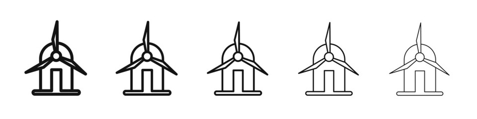 wind mill icon vector outline set illustration sign