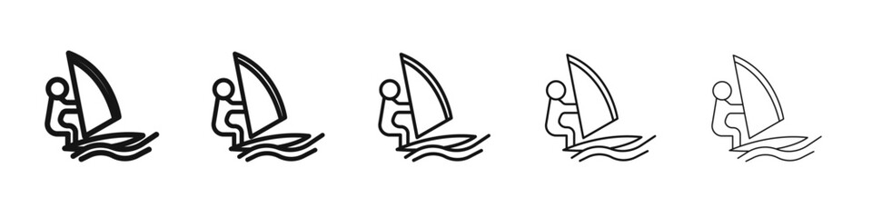 Windsurf icon vector outline set illustration sign