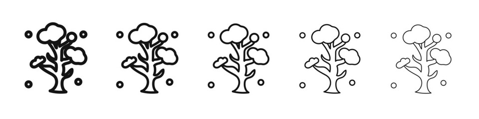 Winter tree icon vector outline set illustration sign