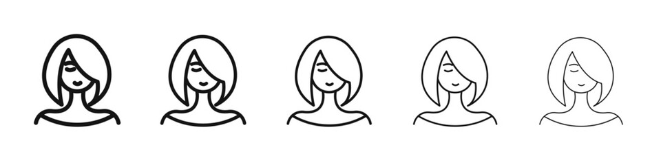 Woman icon vector outline set illustration sign