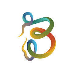 colorful gradient letter b 3d vector brand icon