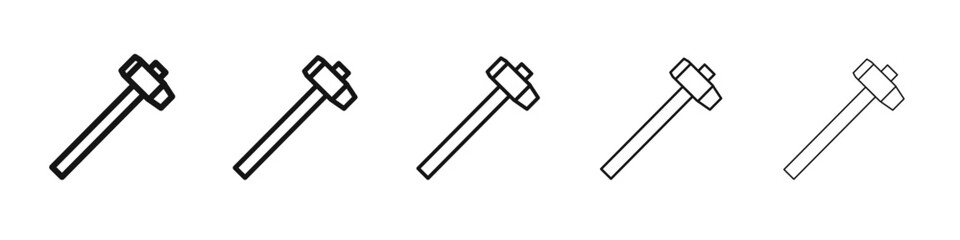 Wooden mallet icon vector outline set illustration sign
