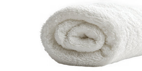 Rolled White Terry Cloth Towel   on transparent background
