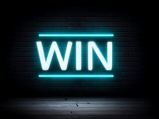 Obraz premium Neon Sign Winning on Brick Wall