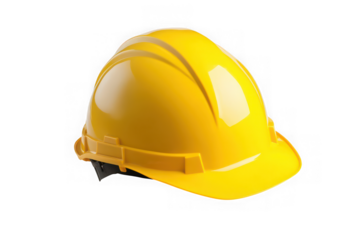 Yellow construction hard hat safety helmet protective gear head protection equipment png image stock photo isolated on transparent background