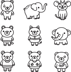 Obraz premium Adorable Cartoon Animal Illustrations Bears, Elephants, and More! Perfect for Kids' Projects, Stickers, and More