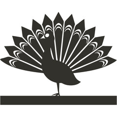 peacock, minimalist, silhouette, simple, iconic, sleek, modern, clean, elegant, bird, feathers, logo, monochrome, black and white