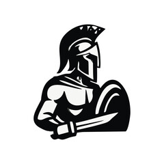 Roman spartan warrior helmet mascot logo for vector gladiator design, ancient soldier character emblem illustration for esport branding graphics