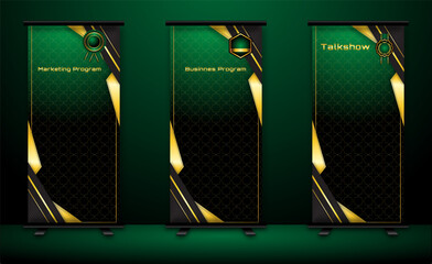 set of luxury black and gold roll up banner background