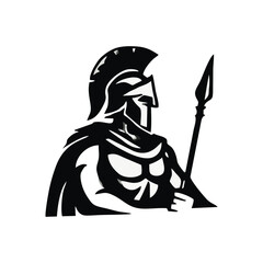 Spartan warrior emblem design for helmet vector logo, roman gladiator character illustration, ancient battle mascot for esport branding identity