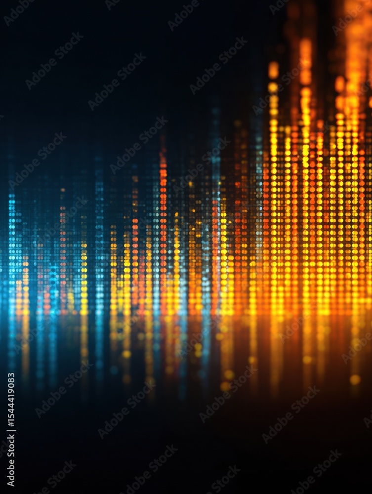 Poster Abstract Stock Market Lines With Glowing Dots Create an Energetic Visual on a Dark Gradient Background Showcasing Market Trends