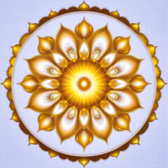 Ornate golden mandala design isolated on white background