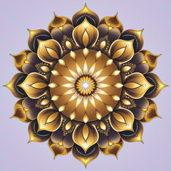 Ornate golden mandala design isolated on white background