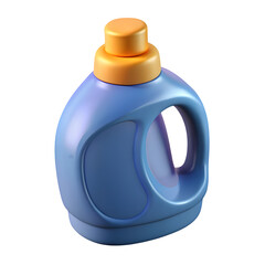 Blue plastic detergent bottle with orange cap