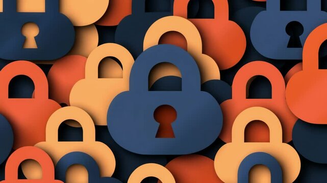 Colorful Padlock Icons Create Vibrant Pattern Symbolizing Security and Protection in Various Sizes