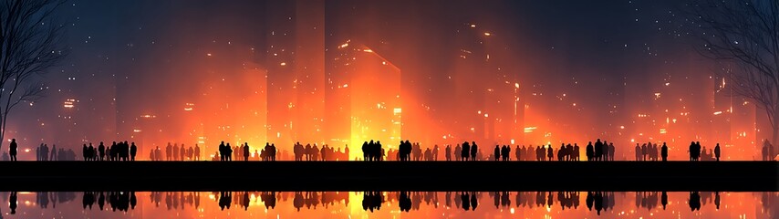Fototapeta premium Cityscape fireworks display