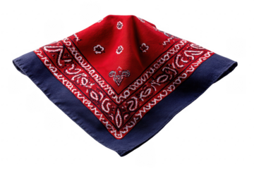 Red bandana with navy blue border