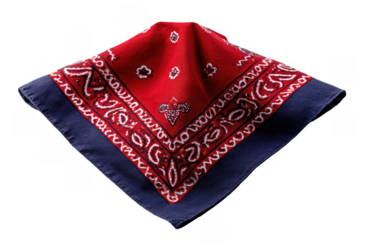 Red bandana with navy blue border - Powered by Adobe