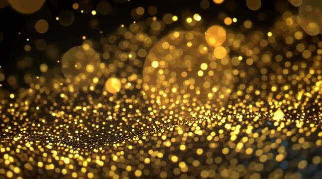 ゴールドのキラキラ光粒が舞う背景素材