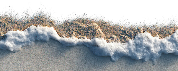 Foamy wave cresting on sandy shore