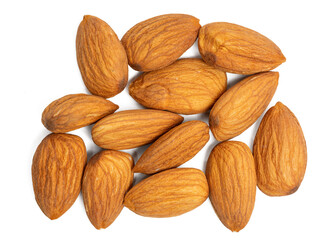 The High-resolution photo of almonds taken with a focus stacking technique.