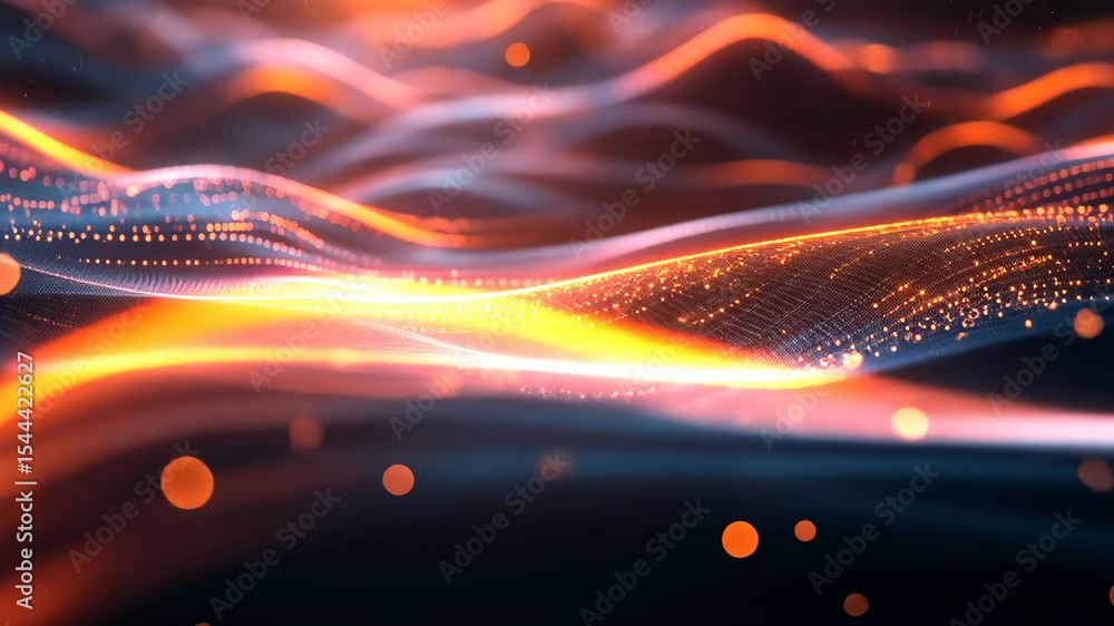 Poster abstract digital wave pattern with glowing particles